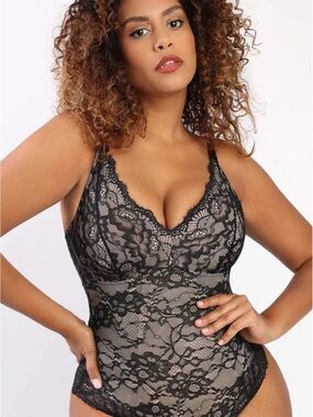 NWT Popilush XL Black Lace Shape wear Bodysuit